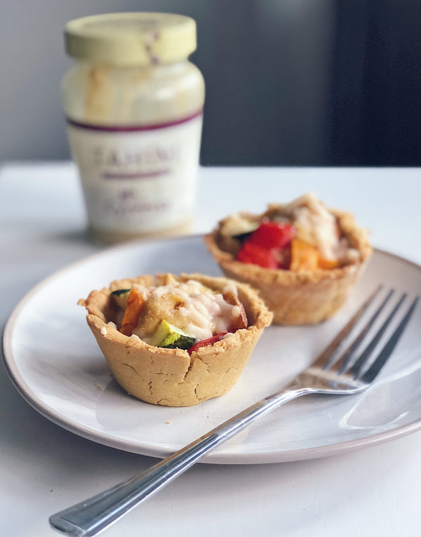 Vegan Hummus and Roast Veg Tarts