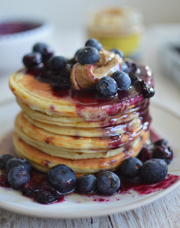 Maple and Blueberry Protein Pancakes