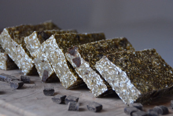 Matcha & Chocolate Chip Flapjacks