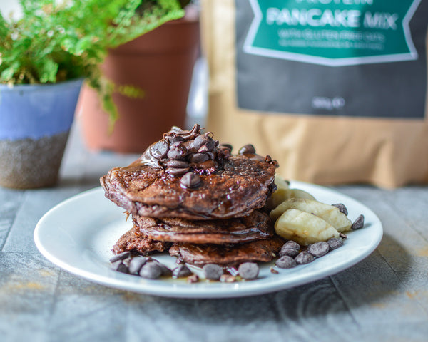 Chocolate and Banana Protein Pancakes