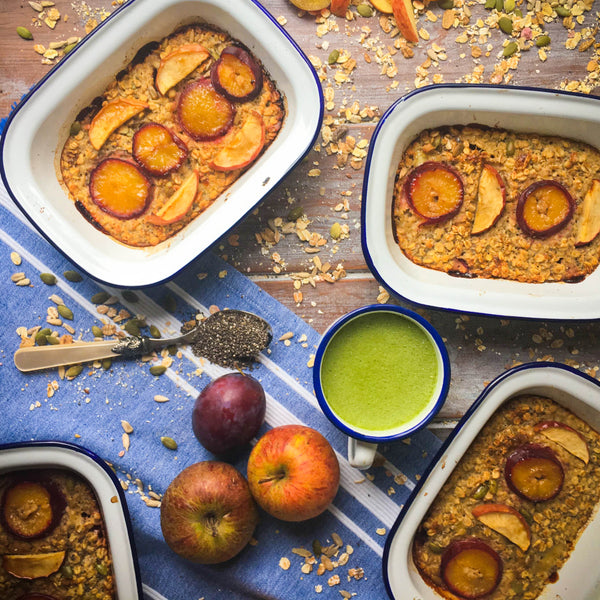 Baked Apple & Plum Pumpkin Seed Oats