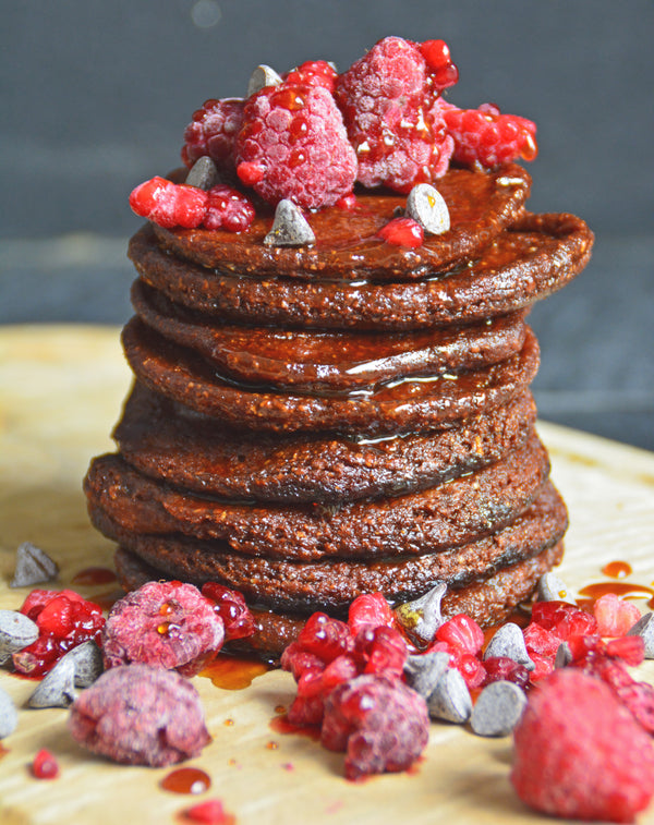 Vegan Chocolate and Raspberry Pancakes